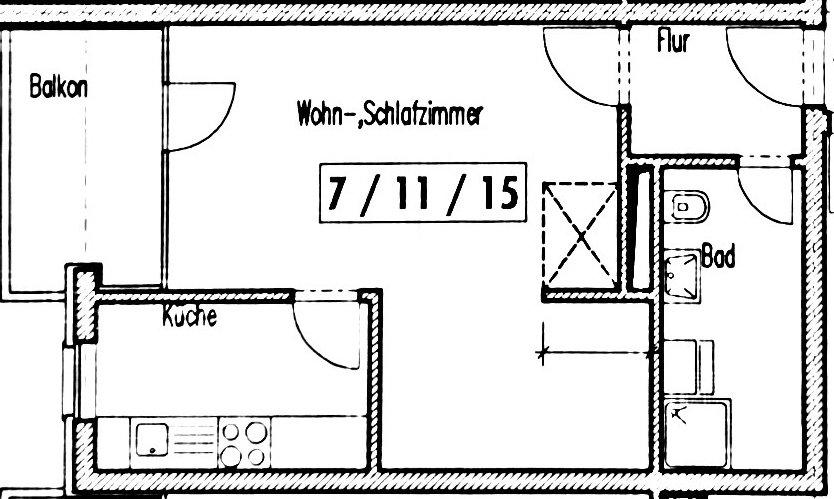 Etagenwohnung Magdeburg Leipziger Straße - 1 Zimmer, 36 m&sup2;, 270&euro; | Angebot:26051466
