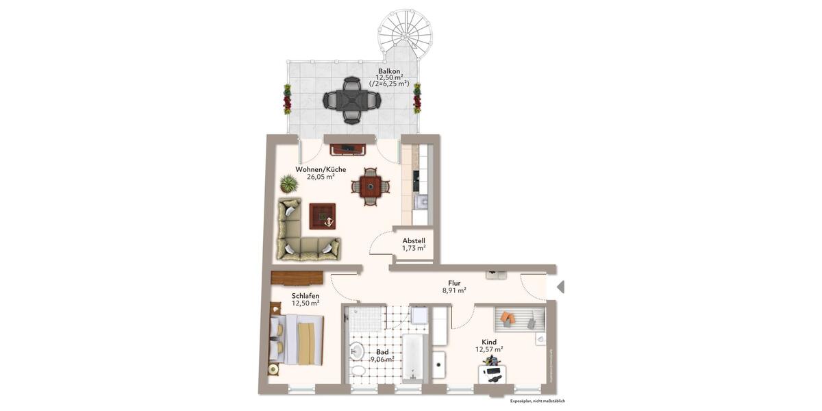 Etagenwohnung Magdeburg Beyendorf-Sohlen - 3 Zimmer, 77 m&sup2;, 733&euro; | Angebot:24489450