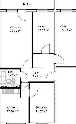 Etagenwohnung Magdeburg Altstadt - 4 Zimmer, 83 m&sup2;, 623&euro; | Angebot:25799030