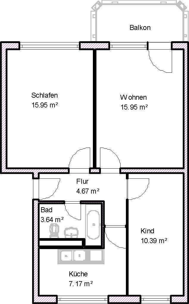 Frühstücken auf dem Balkon - hier ideal! 3 zimmer