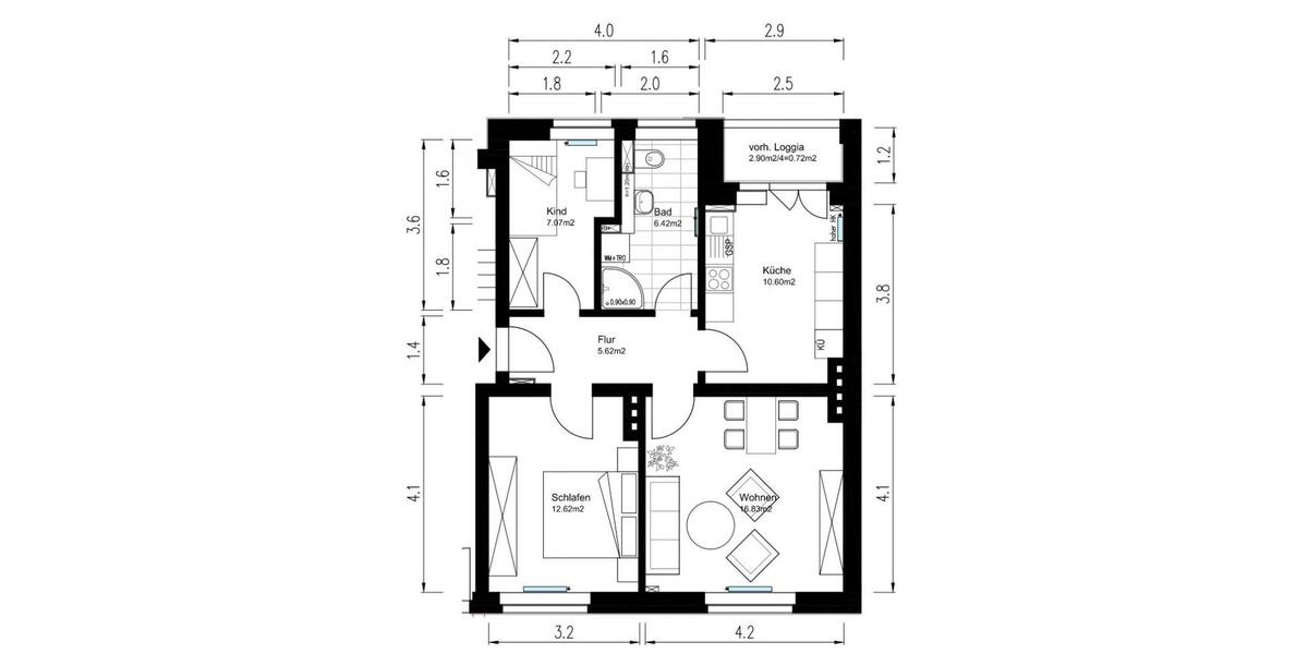 Etagenwohnung Magdeburg Diesdorf - 3 Zimmer, 60 m&sup2;, 569&euro; | Angebot:25883634