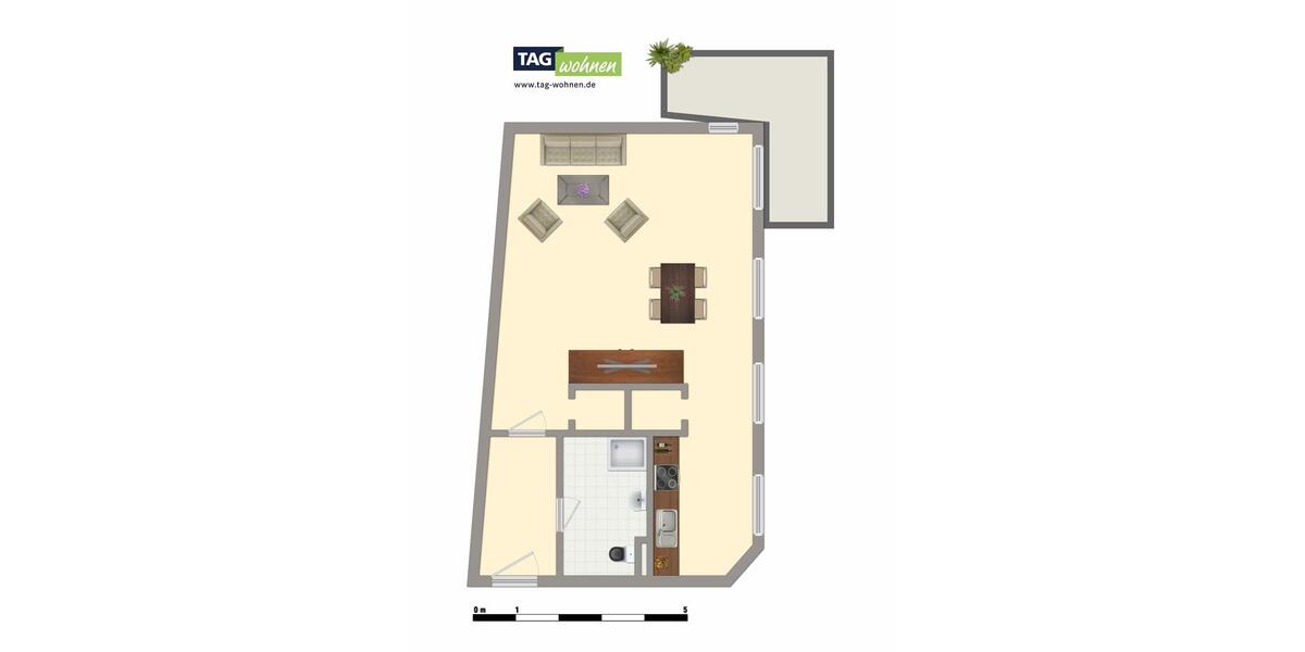 Etagenwohnung Magdeburg Nordwest - 1 Zimmer, 59 m&sup2;, 445&euro; | Angebot:26534923