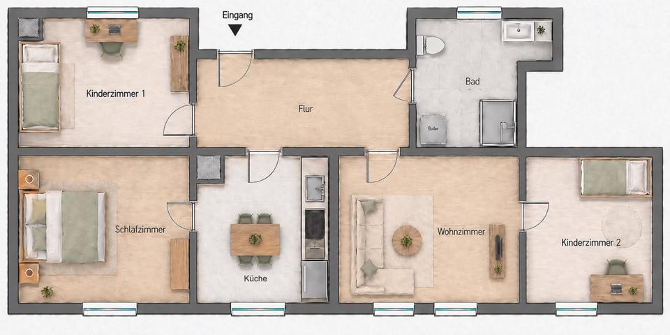 Erdgeschoßwohnung Bördeland - 4 Zimmer, 90 m&sup2;, 486&euro; | Angebot:26657872