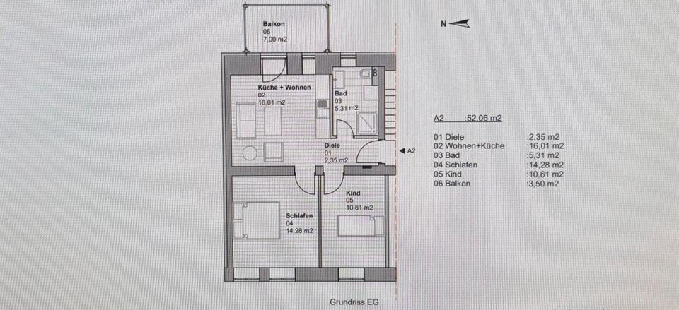 Etagenwohnung Magdeburg Alt Olvenstedt - 3 Zimmer, 52 m&sup2;, 532&euro; | Angebot:25159465