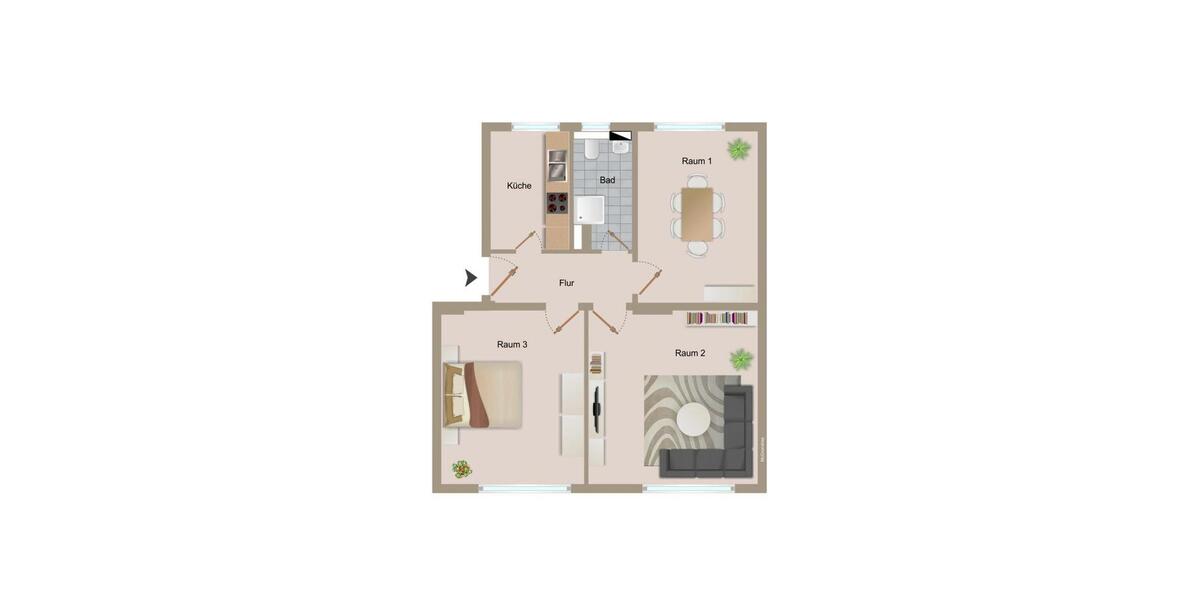 Etagenwohnung Magdeburg Diesdorf - 3 Zimmer, 69 m&sup2;, 585&euro; | Angebot:25570826