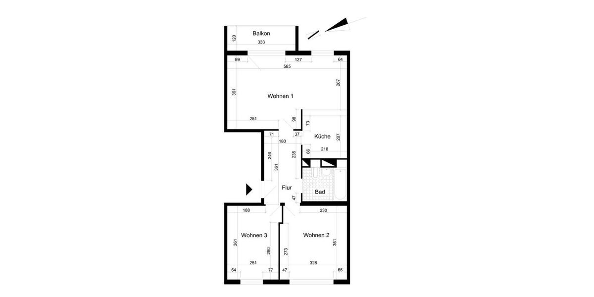 Dachgeschoßwohnung Magdeburg Ottersleben - 3 Zimmer, 57 m&sup2;, 500&euro; | Angebot:27650845