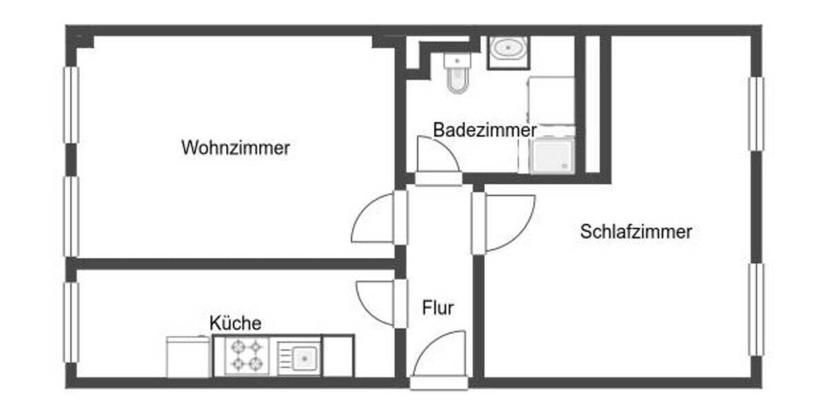 Etagenwohnung Magdeburg Sudenburg - 2 Zimmer, 44 m&sup2;, 68.000&euro; | Angebot:26259299