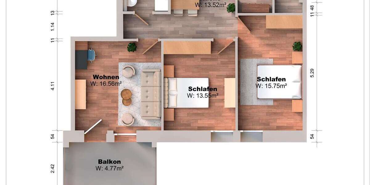Etagenwohnung Magdeburg Alte Neustadt - 3 Zimmer, 77 m&sup2;, 935&euro; | Angebot:24589606