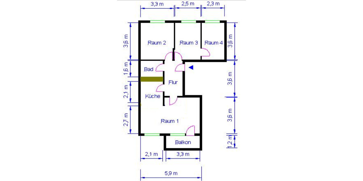 Etagenwohnung Magdeburg Großer Silberberg - 4 Zimmer, 64 m&sup2;, 385&euro; | Angebot:26679486