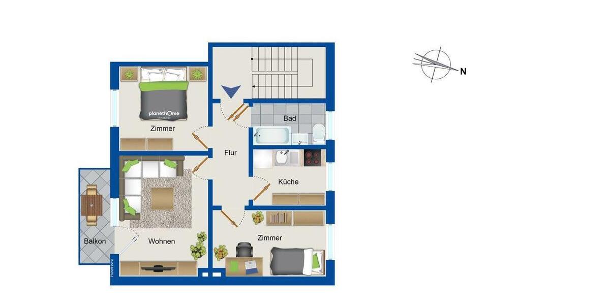 Etagenwohnung Magdeburg Brückfeld - 3 Zimmer, 64 m&sup2;, 440&euro; | Angebot:27628176