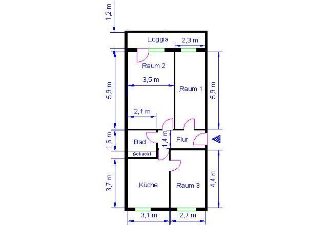 3 Raum Wohnung für Familien zimmer