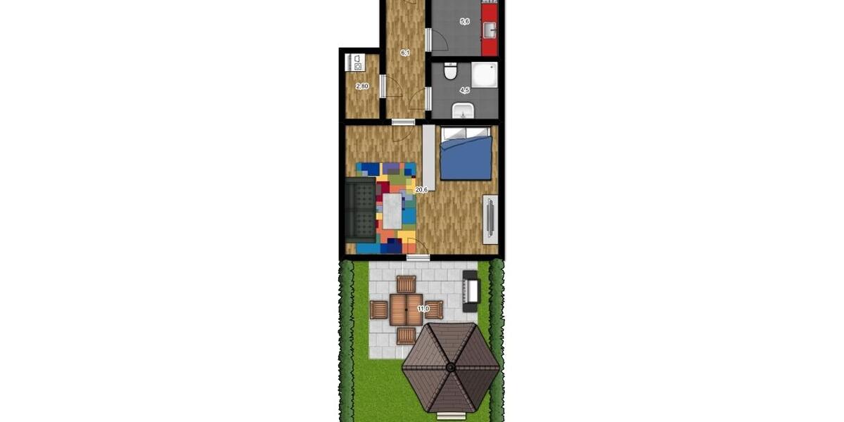 Terrassenwohnung Magdeburg Diesdorf - 1 Zimmer, 45 m&sup2;, 360&euro; | Angebot:20909482
