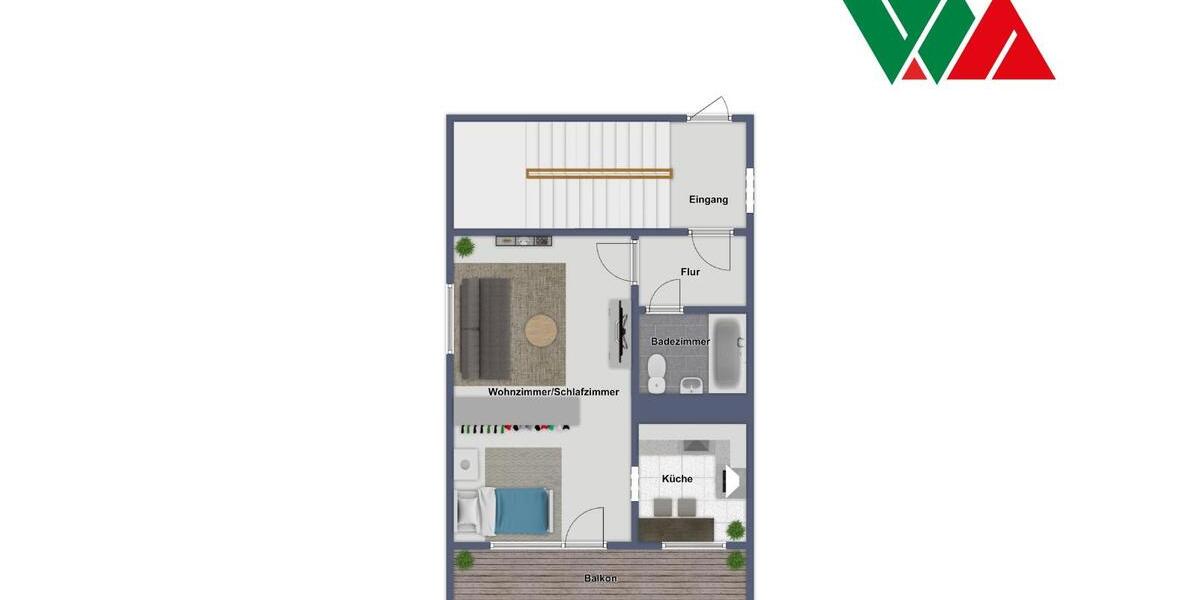 Etagenwohnung Magdeburg Alt Olvenstedt - 1 Zimmer, 34 m&sup2;, 234&euro; | Angebot:25789813