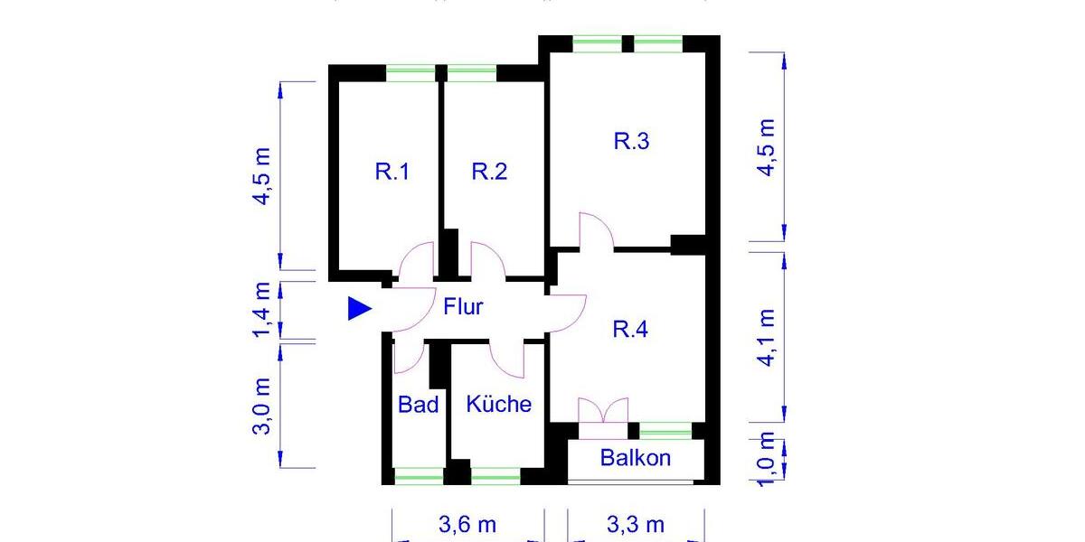 Etagenwohnung Magdeburg Diesdorf - 4 Zimmer, 65 m&sup2;, 452&euro; | Angebot:26665205