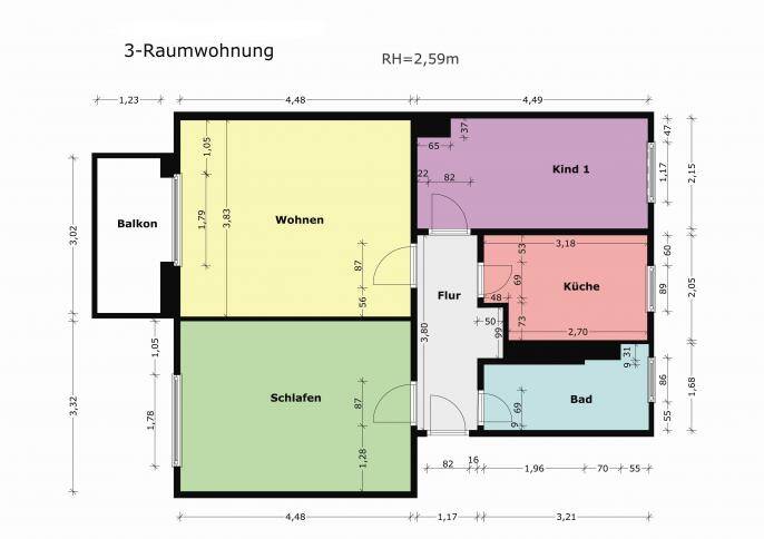 Etagenwohnung Oschersleben - 3 Zimmer, 60 m&sup2;, 375&euro; | Angebot:26768259