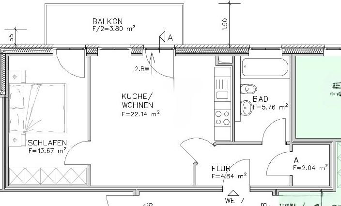 Etagenwohnung Magdeburg Alte Neustadt - 2 Zimmer, 48 m&sup2;, 597&euro; | Angebot:25903021