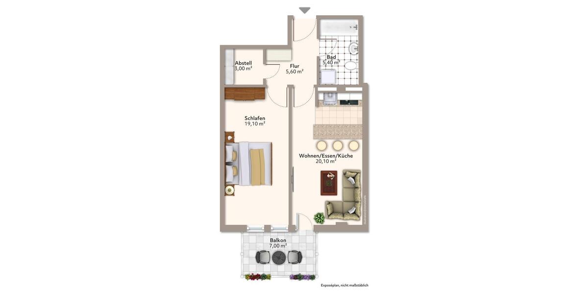 Etagenwohnung Magdeburg Diesdorf - 2 Zimmer, 60 m&sup2;, 400&euro; | Angebot:25361228
