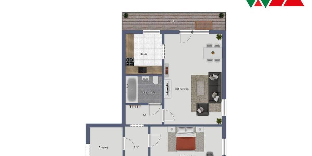 Etagenwohnung Magdeburg Neu Olvenstedt - 2 Zimmer, 47 m&sup2;, 323&euro; | Angebot:26161710