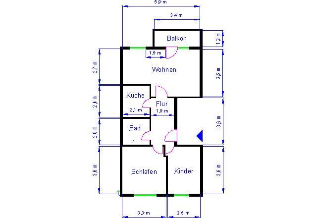 Etagenwohnung Magdeburg Ottersleben - 3 Zimmer, 58 m&sup2;, 347&euro; | Angebot:24815704