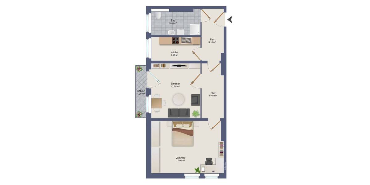 Etagenwohnung Magdeburg Alte Neustadt - 2 Zimmer, 56 m&sup2;, 399&euro; | Angebot:26572522