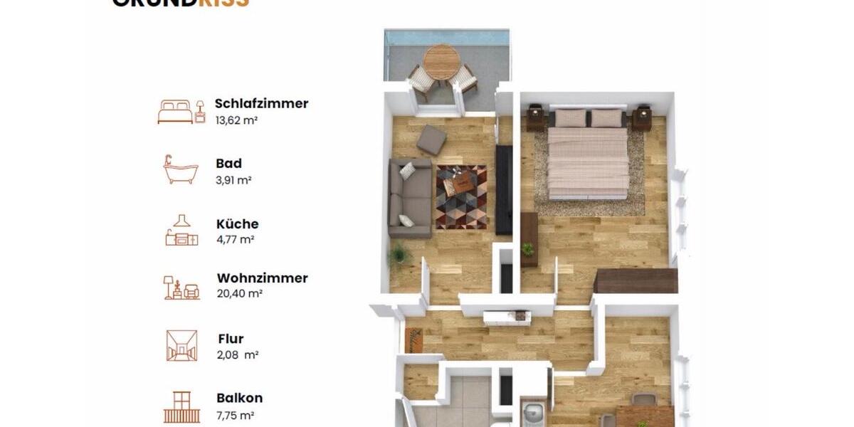 Etagenwohnung Magdeburg Neue Neustadt - 2 Zimmer, 56 m&sup2;, 169.000&euro; | Angebot:26221479