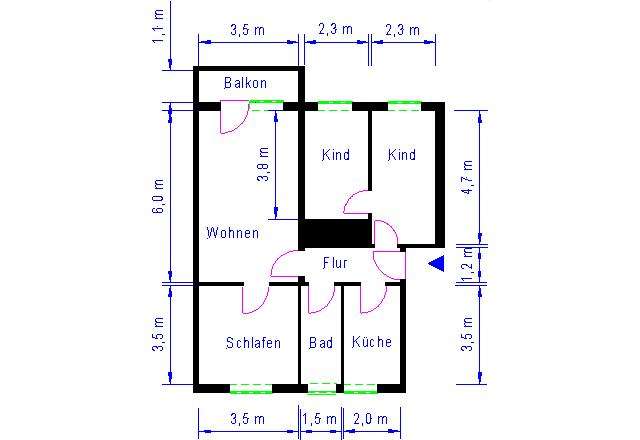 Etagenwohnung Magdeburg Neue Neustadt - 4 Zimmer, 70 m&sup2;, 421&euro; | Angebot:25613582