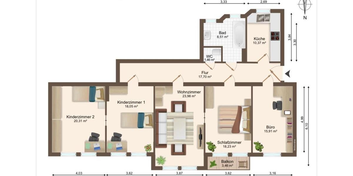 Etagenwohnung Magdeburg Nordwest - 5 Zimmer, 134 m&sup2;, 310.000&euro; | Angebot:26606657