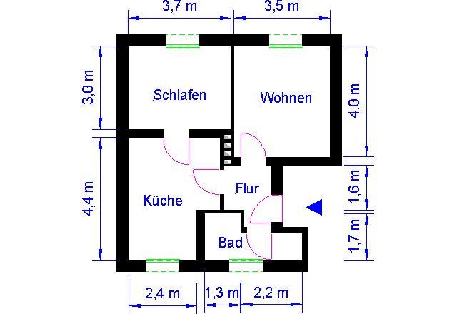 Etagenwohnung Magdeburg Großer Silberberg - 2 Zimmer, 46 m&sup2;, 320&euro; | Angebot:24793608