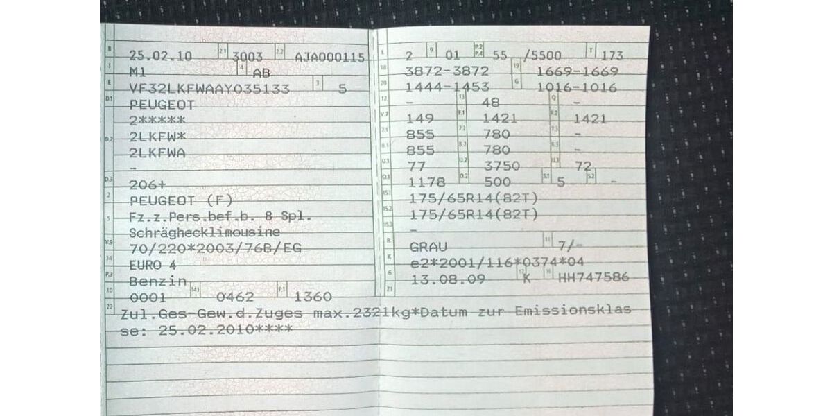 Peugeot 206 208.015 km 1.200 &euro; Wolmirstedt 39326