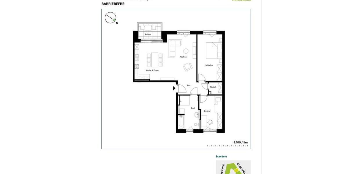 Etagenwohnung Magdeburg Ottersleben - 3 Zimmer, 90 m&sup2;, 1.078&euro; | Angebot:24812789