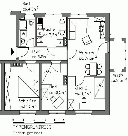 Etagenwohnung Magdeburg Brückfeld - 4 Zimmer, 74 m&sup2;, 530&euro; | Angebot:24890575