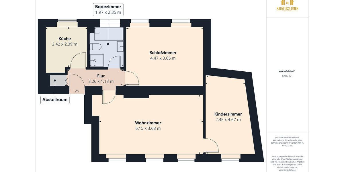 Etagenwohnung Magdeburg - 3 Zimmer, 63 m&sup2;, 618&euro; | Angebot:26692665