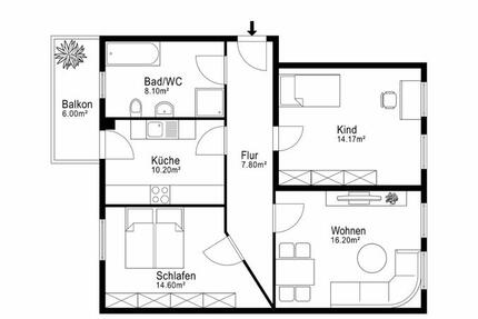 Wohnung Magdeburg Leipziger Straße - 3 Zimmer, 79 m&sup2;, 500&euro; | Angebot:25418017