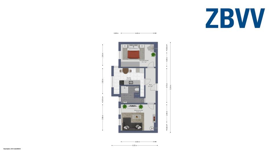 Etagenwohnung Magdeburg Ottersleben - 2 Zimmer, 46 m&sup2;, 309&euro; | Angebot:25361232