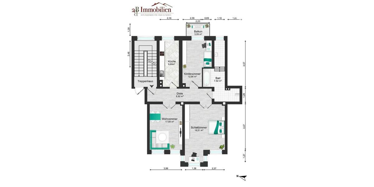 Etagenwohnung Magdeburg Alte Neustadt - 3 Zimmer, 77 m&sup2;, 560&euro; | Angebot:24711522