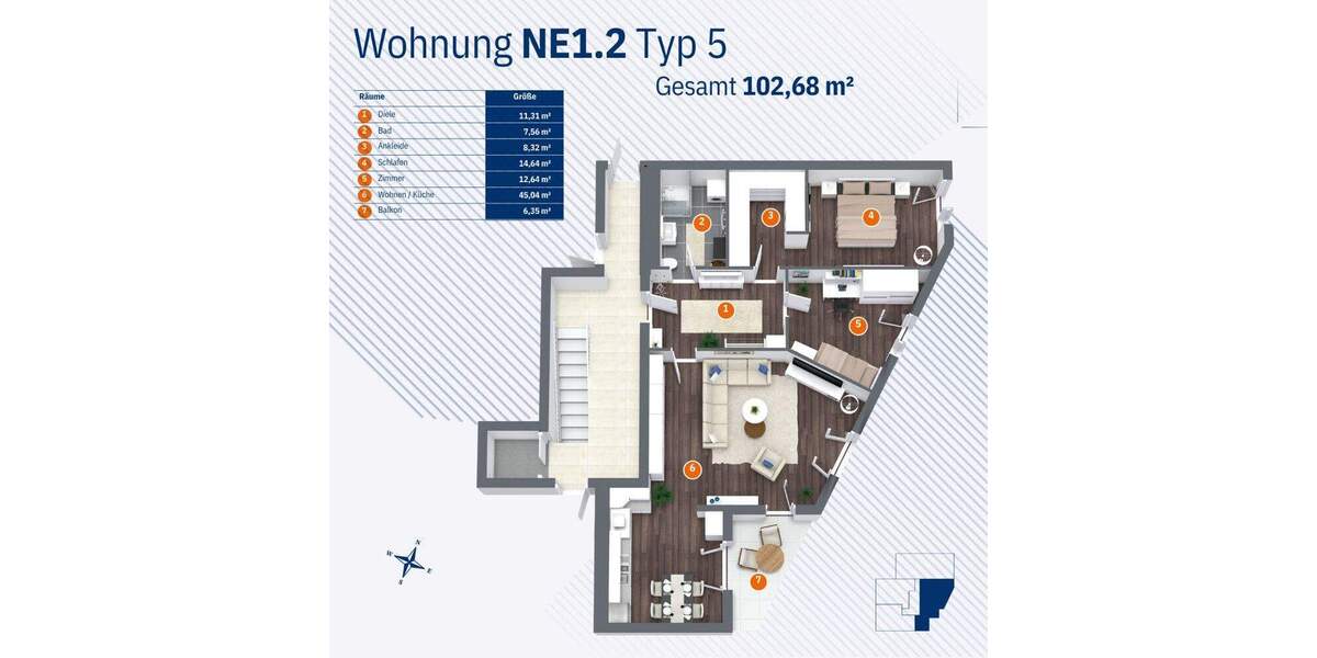 Etagenwohnung Magdeburg / Buckau Buckau - 3 Zimmer, 102 m&sup2;, 482.596&euro; | Angebot:24221457