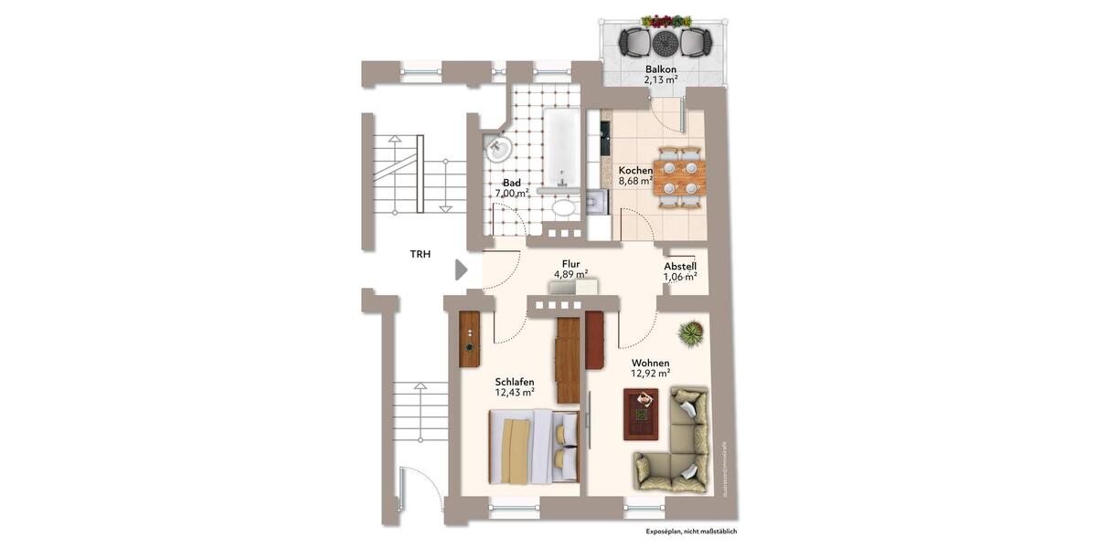 Erdgeschoßwohnung Magdeburg Alte Neustadt - 2 Zimmer, 49 m&sup2;, 380&euro; | Angebot:26633016