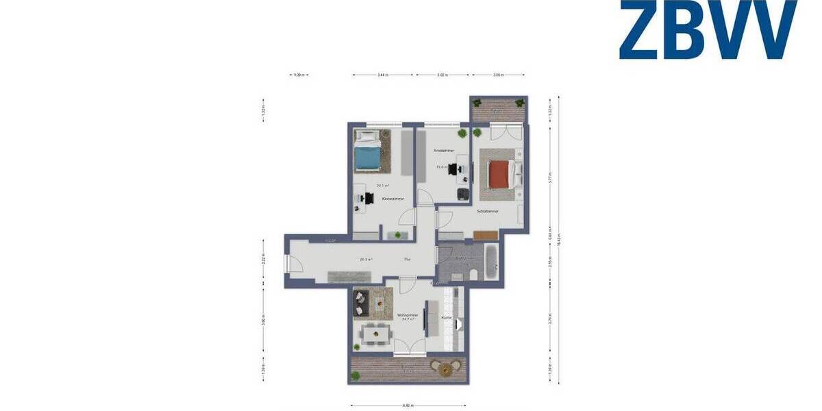 Etagenwohnung Magdeburg Sudenburg - 4 Zimmer, 87 m&sup2;, 589&euro; | Angebot:26894602