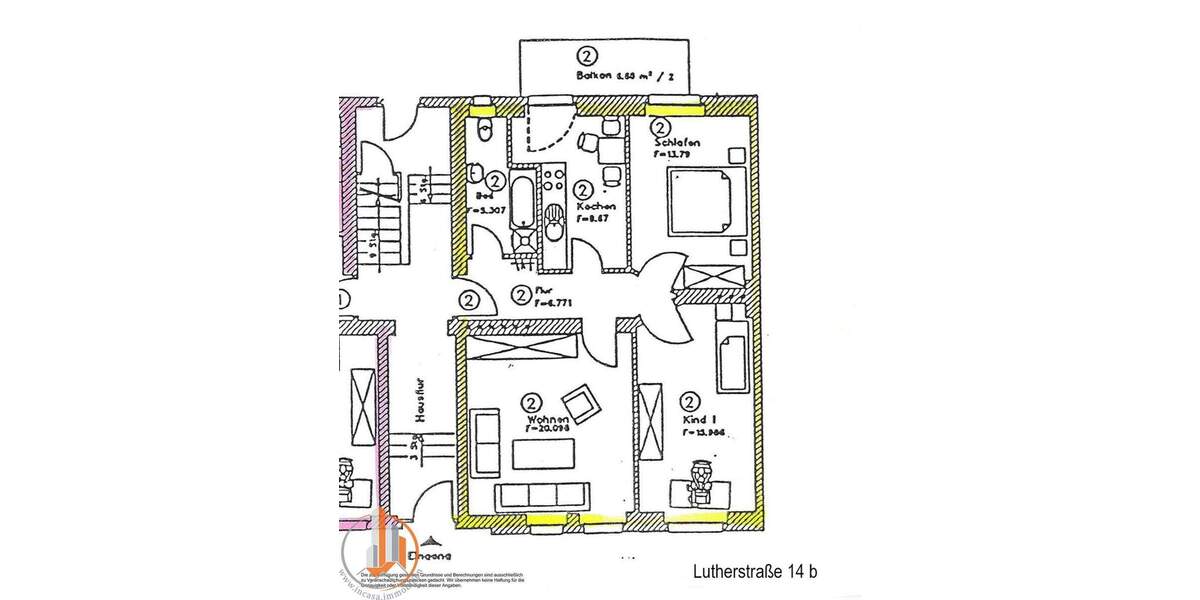 Etagenwohnung Magdeburg Sudenburg - 3 Zimmer, 71 m&sup2;, 105.000&euro; | Angebot:25736760