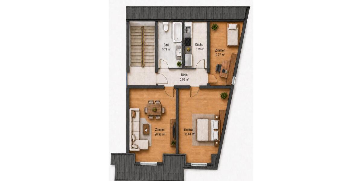 Dachgeschoßwohnung Magdeburg Alte Neustadt - 3 Zimmer, 66 m&sup2;, 400&euro; | Angebot:24771566