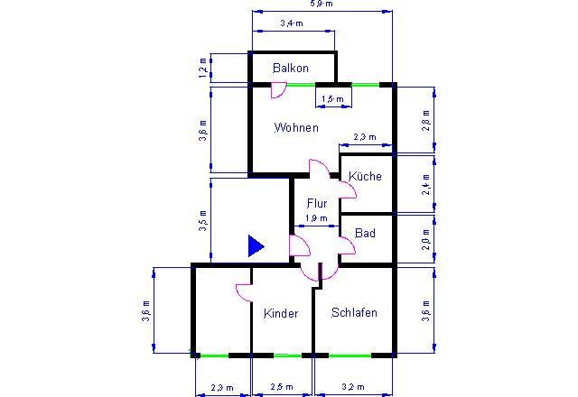 Etagenwohnung Magdeburg Hopfengarten - 4 Zimmer, 66 m&sup2;, 373&euro; | Angebot:26562988