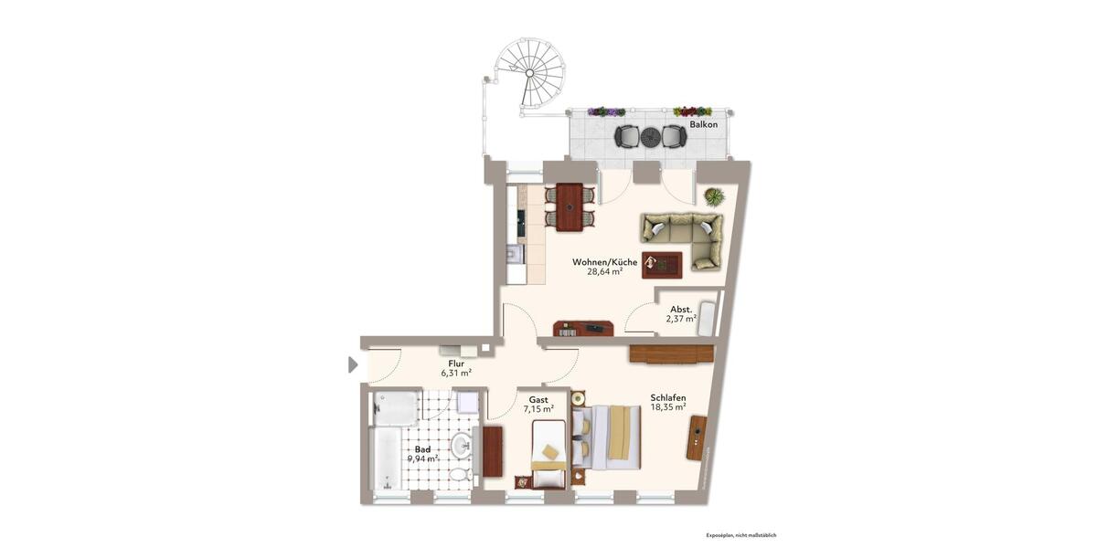 Etagenwohnung Magdeburg Beyendorf-Sohlen - 3 Zimmer, 76 m&sup2;, 644&euro; | Angebot:24859088