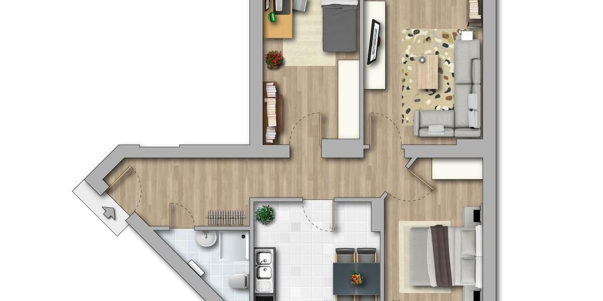 Erdgeschoßwohnung Magdeburg Ottersleben - 3 Zimmer, 63 m&sup2;, 423&euro; | Angebot:23845065