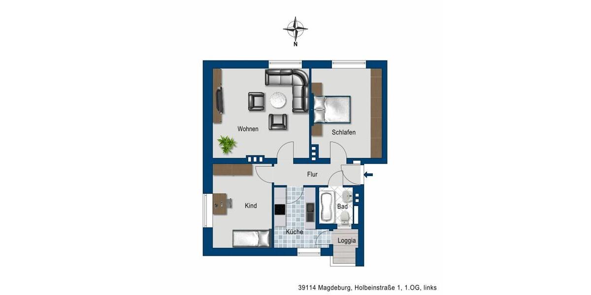 Etagenwohnung Magdeburg Leipziger Straße - 3 Zimmer, 70 m&sup2;, 413&euro; | Angebot:22911760