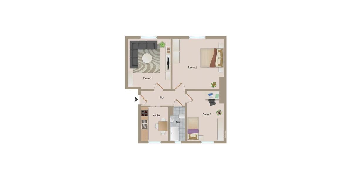 Etagenwohnung Magdeburg Diesdorf - 3 Zimmer, 67 m&sup2;, 538&euro; | Angebot:25568992