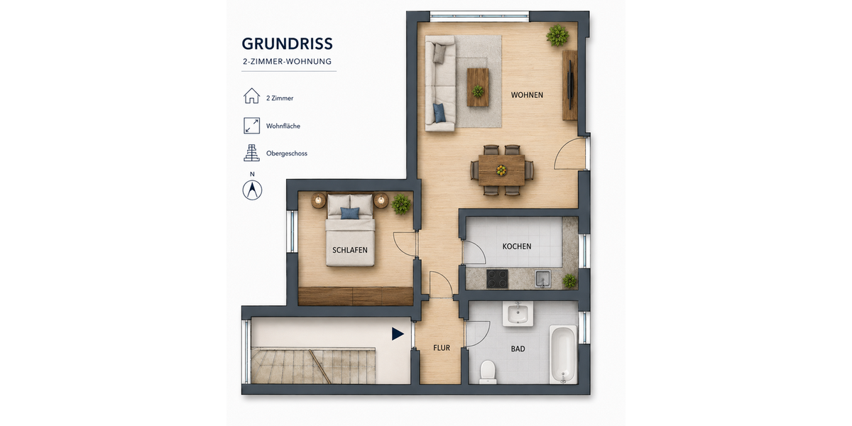 Etagenwohnung Magdeburg Leipziger Straße - 2 Zimmer, 46 m&sup2;, 305&euro; | Angebot:27162396