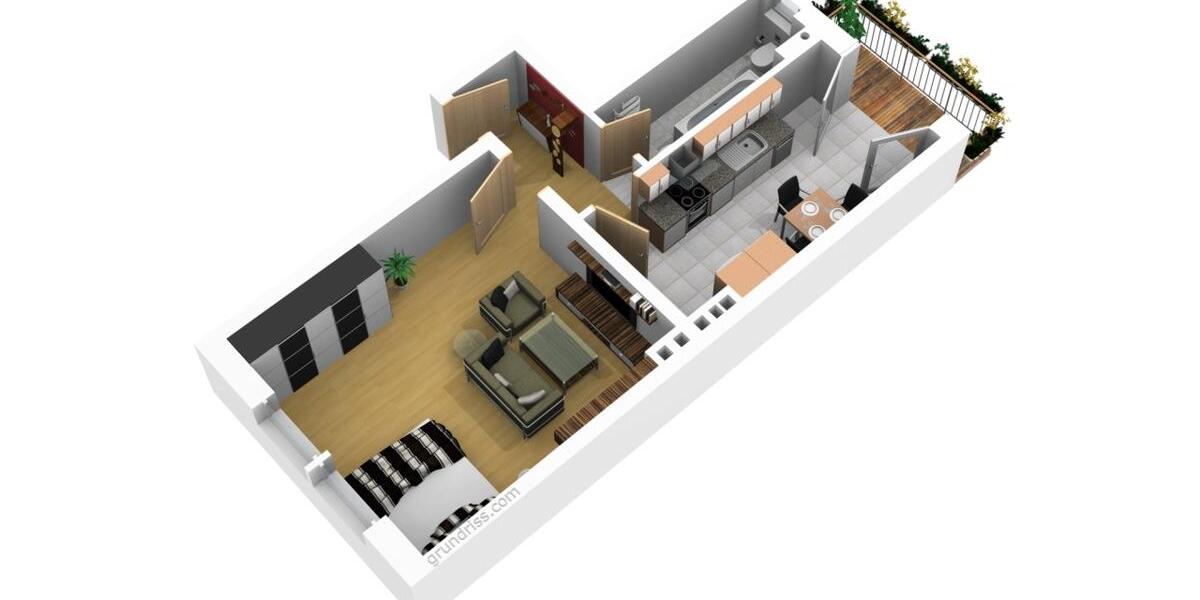 Erdgeschoßwohnung Magdeburg Nordwest - 1 Zimmer, 45 m&sup2;, 405&euro; | Angebot:25747444