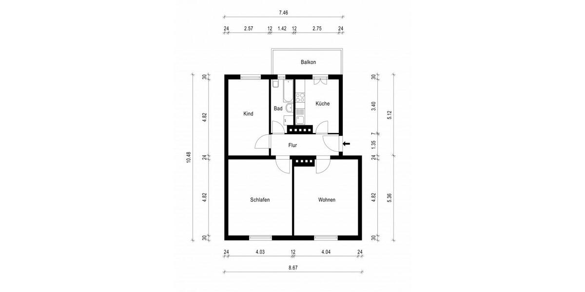 Etagenwohnung Magdeburg Neue Neustadt - 3 Zimmer, 71 m&sup2;, 533&euro; | Angebot:25869827