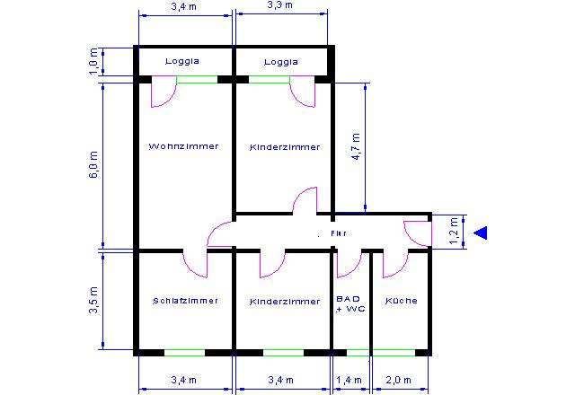 Etagenwohnung Magdeburg Neustädter See - 3 Zimmer, 83 m&sup2;, 464&euro; | Angebot:27113498