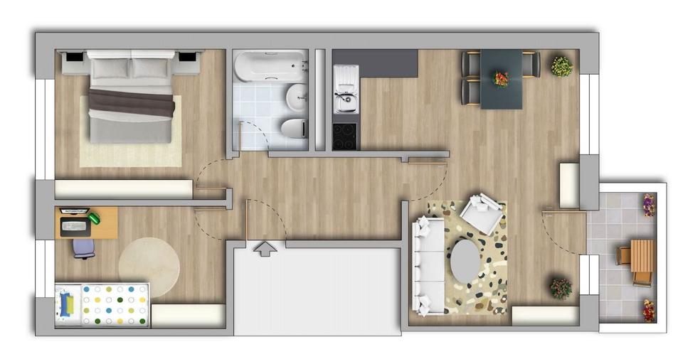 Etagenwohnung Magdeburg Ottersleben - 3 Zimmer, 59 m&sup2;, 446&euro; | Angebot:26441150